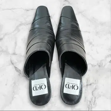 OFD 천연 가죽 뮬 22.5 블랙 스퀘어토 일본제 힐