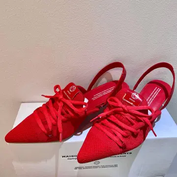 [ 새상품 미사용 ] MAISONMAVERICK 니트 레이스업 뮬