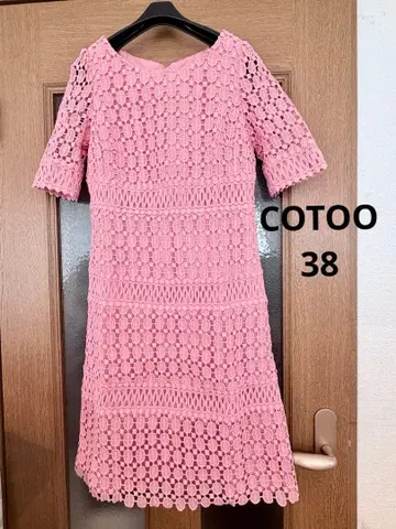 [새상품급] 코투 COTOO 핑크 레이스 무릎 기장 반팔 원피스