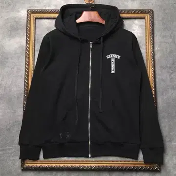 크롬 하츠 지퍼 후드티 블랙