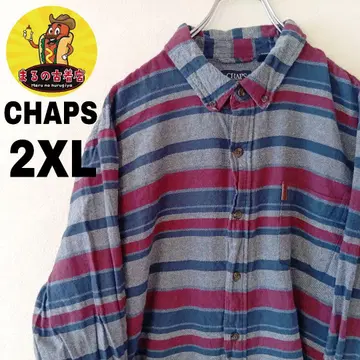 USA 구제 의류 CHAPS 플란넬 셔츠 2XL 네이비 레드 체크