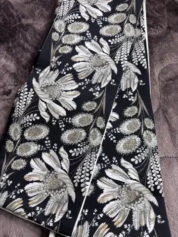 사쿠 연구소 문라이트 플라워 반폭 오비 블랙 화이트 그레이 리버서블