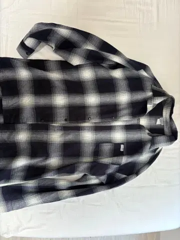 Calitop 긴팔 플란넬 셔츠 블랙 화이트 체크