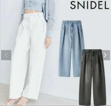 택 포함 미사용 SNIDEL 턱 와이드 데님 팬츠 스나이델 화이트