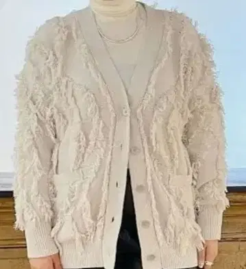 RILATO 라메 샤기 가디건 베이지