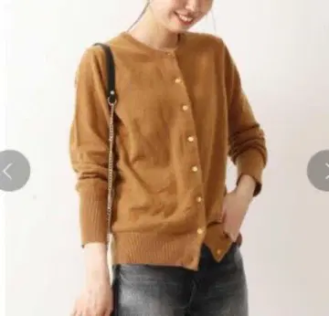 SpickandSpan 캐시미어 100% 크루넥 가디건 카멜