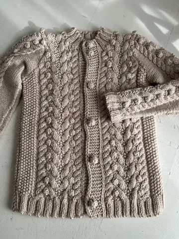 베이지 케이블 니트 가디건 (핸드메이드)