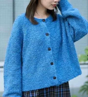 COEN 부클레 2way 믹스 니트 가디건 블루