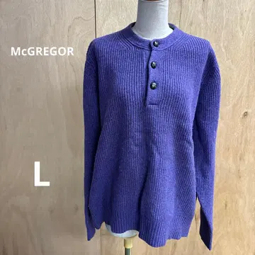 맥레거 퍼플 버튼 헨리넥 스웨터 남녀 공용