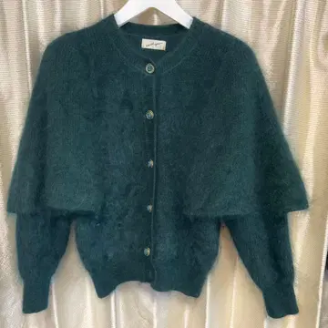 모헤어 가디건 짙은 그린