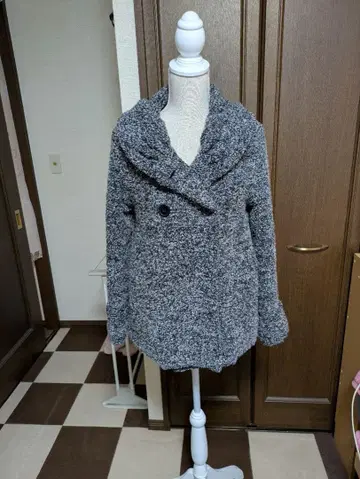 플리스풍 더블 브레스트 자켓 그레이 계열