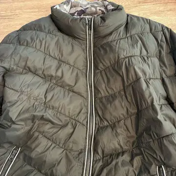 올리브 그린 퀼팅 자켓 리버서블