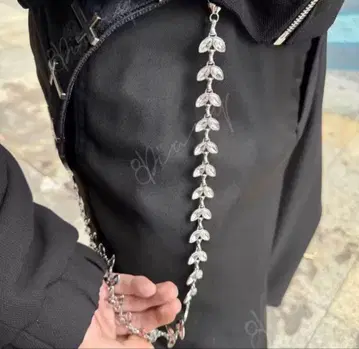 실버 리프 모티브 지갑 체인 약 60CM