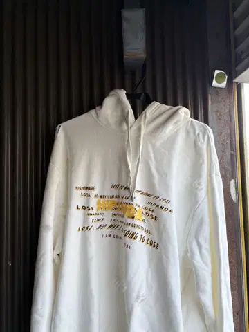 화이트 그래픽 프린트 후드티 XL