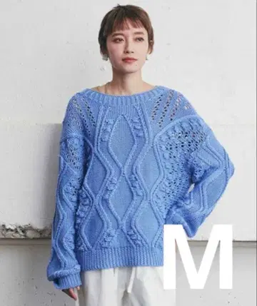 [펠리시모] 시스루 니트 오버사이즈 스웨터 파랑