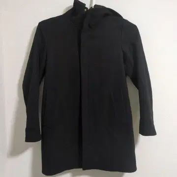 에디피스 블랙 후드 부착 롱 코트