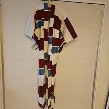 기하학 패턴 캐주얼 유카타 & 부채