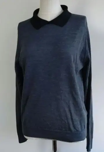 JOHN SMEDLEY 카라 부착 긴팔 니트 S 모 100% 블루 그레이