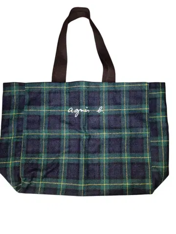 agnes b. 체크 무늬 울 토트백