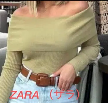 [ 새상품 ] 인기 ZARA 오프숄더 리브 니트 올리브 S
