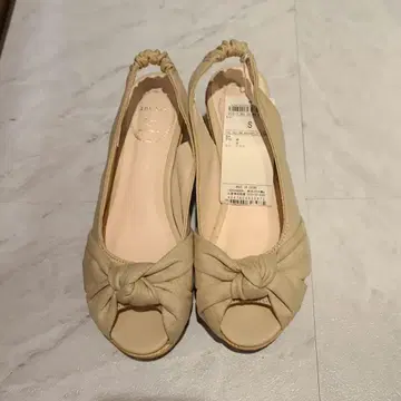 베이지 오픈토 웨지솔 펌프스 S 사이즈 any SiS