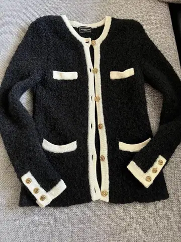 deuxieme classe 블랙 화이트 가디건