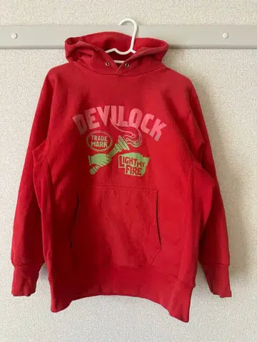 90년대 Devilock 레드 후드티 M 사이즈 리버스 위브