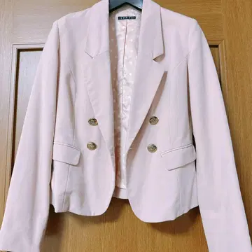 핑크 더블 버튼 테일러드 자켓 어깨 패드 포함 핑크 자켓 청순