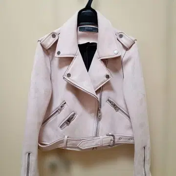 ZARA BASIC 더블 라이더 자켓 L 핑크