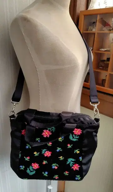 페일러 하이디 플라워 2WAY 백 숄더백 블랙 나일론