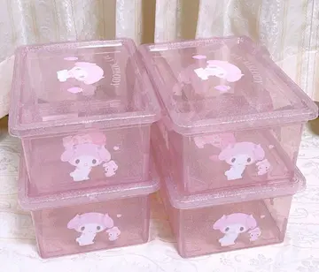 산리오 마이멜로디 뚜껑 있는 수납 케이스 딸기 S 사이즈 4개 세트