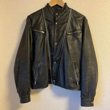 이탈리아제 빈티지 가죽 싱글 라이더 자켓