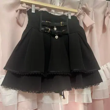 LIZLISA 2단 리본 벨트 치마바지 리즈리사 정품 블랙