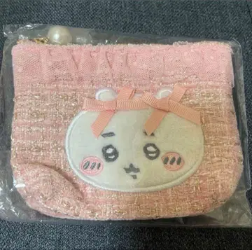 새상품 트위드 티슈 파우치 치이카와 (먼작귀) 리본 화장품 소품함 파우치