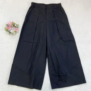 [ Midi Umi ] 턱 와이드 팬츠 블랙 (M) 면 100% 일본제