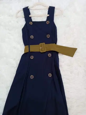 레이디 아젤 트렌치풍 원피스 네이비 x 그린