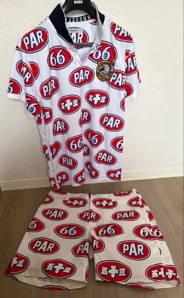 Russeluno PAR 로고 패턴 피케 셔츠 & 숏팬츠 세트