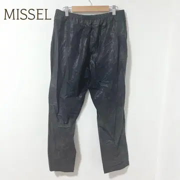미젤 테이퍼드 팬츠 블랙 ( LL ) 일본제 가죽 느낌 허리밴딩