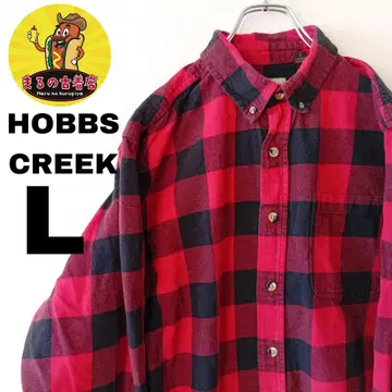 USA 구제 의류 HOBBS CREEK 플란넬 셔츠 L 레드 블랙 체크