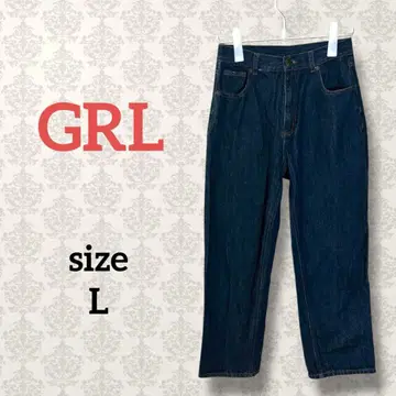 그레일 [ L ] 코튼 스트레이트 하이웨스트 데님 인디고 크롭 기장