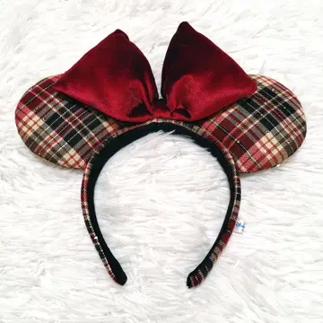 [ 새상품급 ] 디즈니 리조트 미니 머리띠 빨간색 체크 무늬 2025
