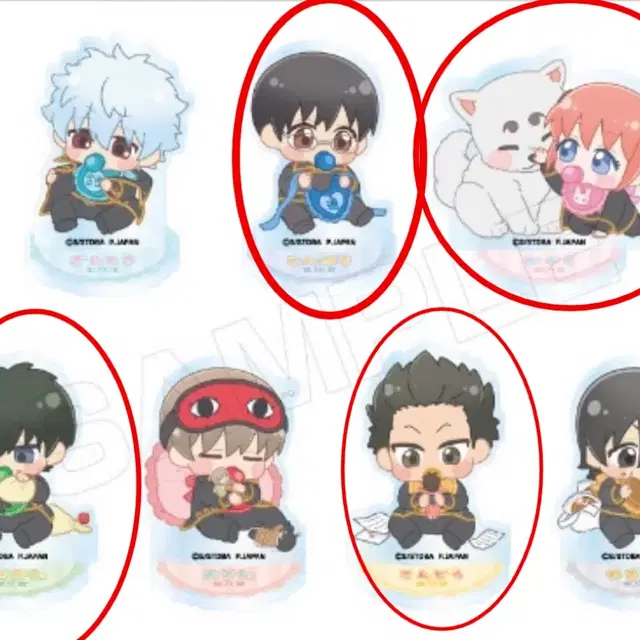 은혼 베이비 바부캬라아크릴스탠드-히지카타,카구라,신파치,콘도