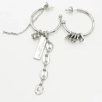 저스틴 클레케 실버 후프 귀걸이 체인 포함