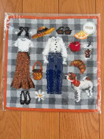 미사용 새상품 페이러 이에나 별주 손수건 그레이 x 오렌지