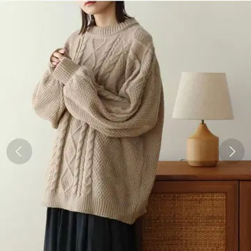 NOAHL 케이블 니트 노알 케이블 짜임 베이지 큼직한 니트