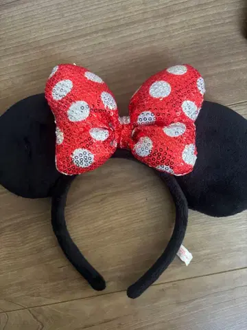 미니 마우스 머리띠 빨간색 리본