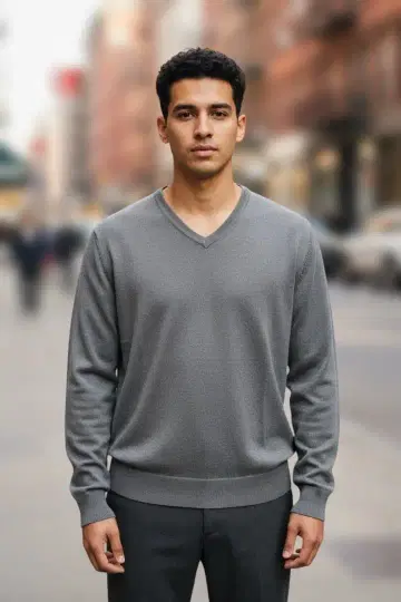 그레이 V넥 니트 스웨터 미사용 CHAPS 클리닝 완료