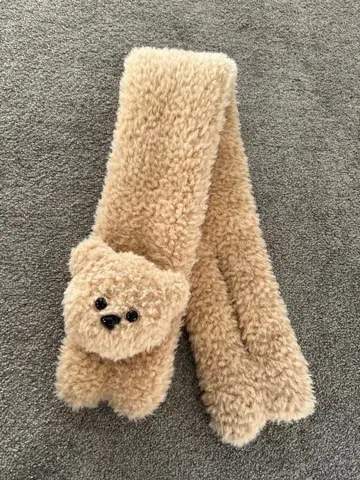 메리제니 곰 얼굴 베이지 머플러