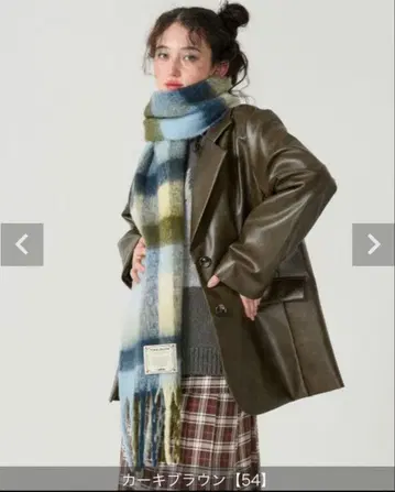 Tina jojun 페이크 레더 자켓 카키 브라운