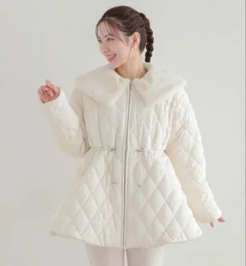 fitmore 퍼 옷깃 퀼팅 코트